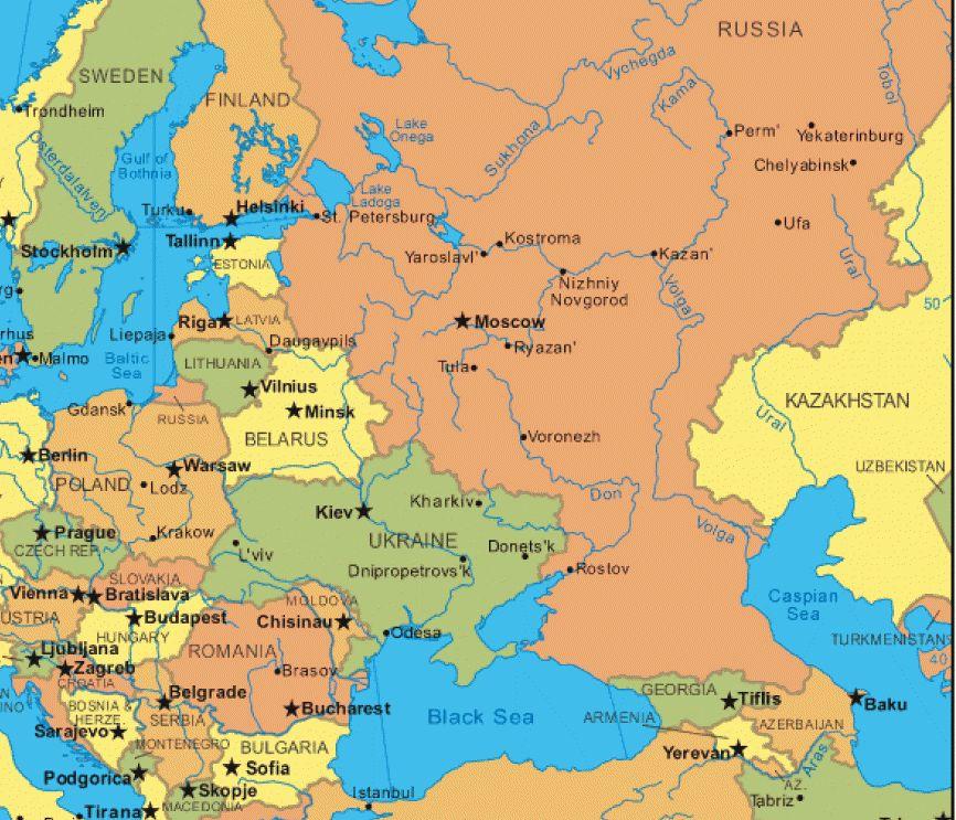 خريطة اوروبا وروسيا