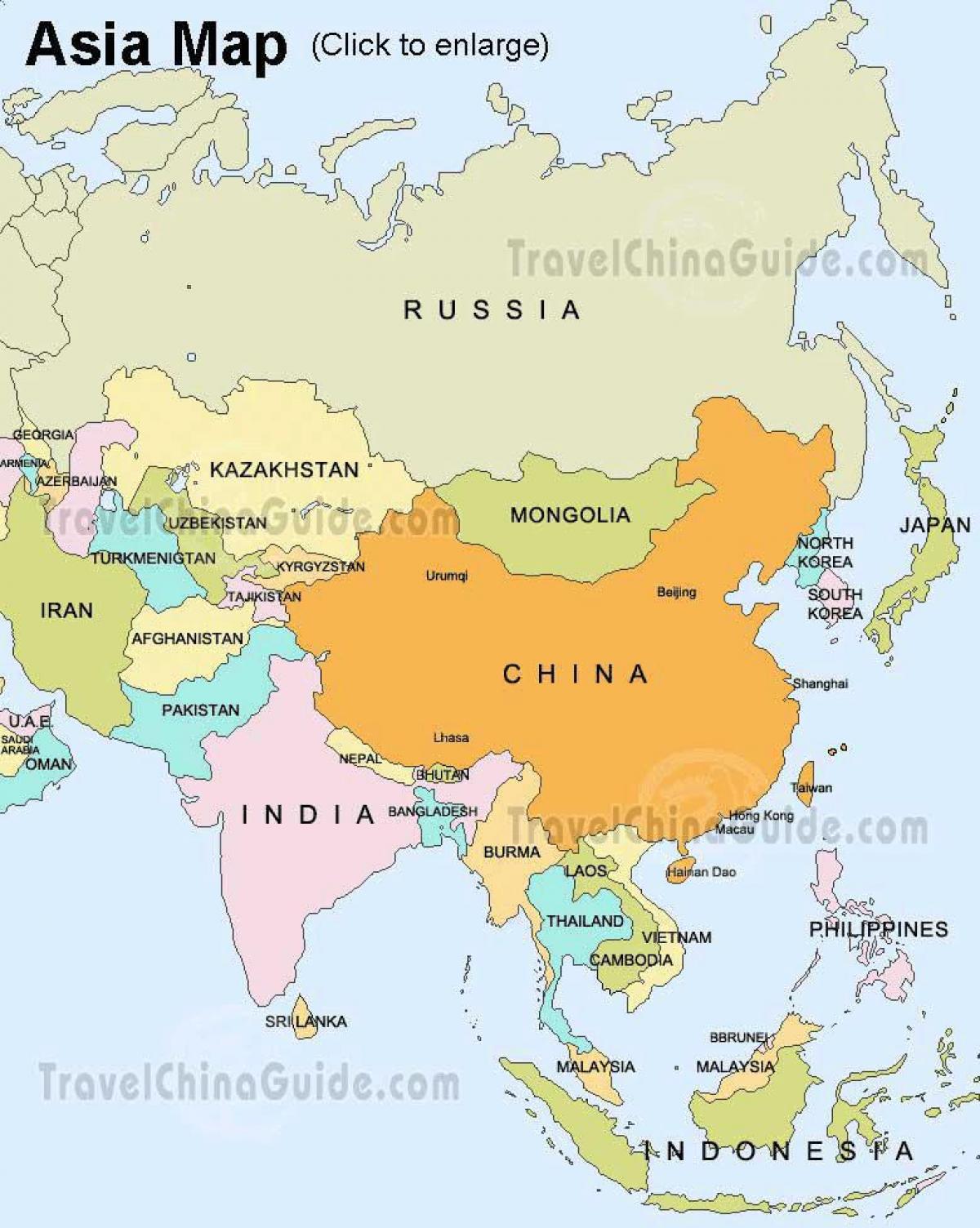 روسيا خريطة آسيا