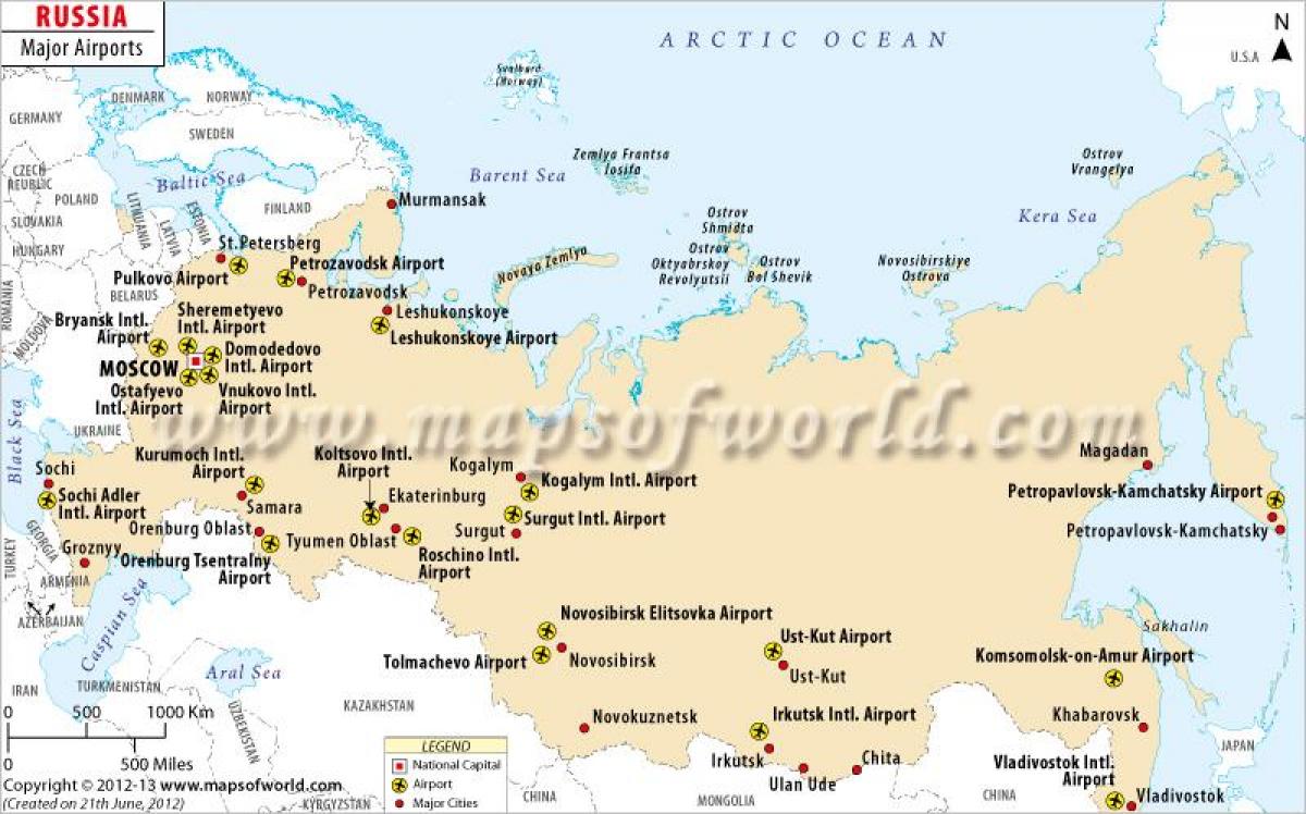روسيا مطار خريطة